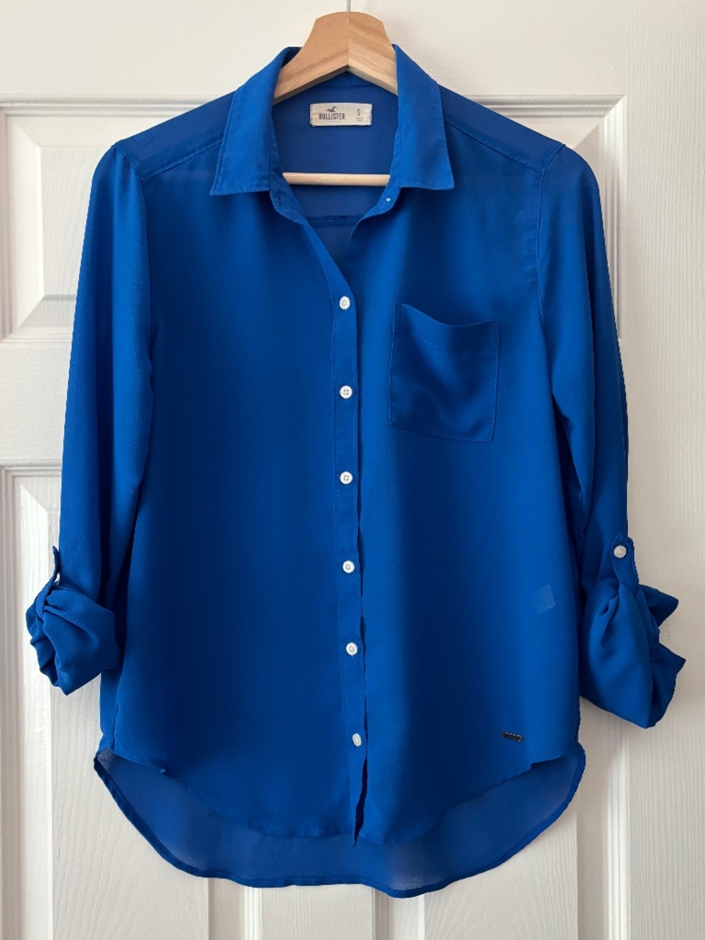 Hollister Chiffon Button-up Blouse - Blue Size S - Picture 3 of 12
